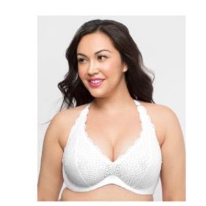 - Halter bra crocheted lace with no padding.
